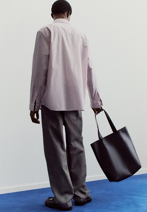H&M - Oversized fit seersucker shirt - pink striped
