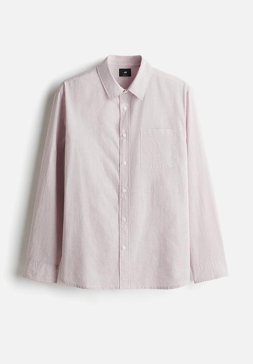 H&M - Oversized fit seersucker shirt - pink striped