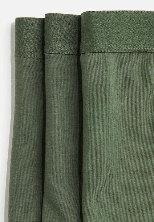 H&M - 3-pack mid trunks with lycra® - khaki green