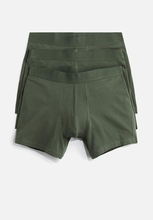 H&M - 3-pack mid trunks with lycra® - khaki green