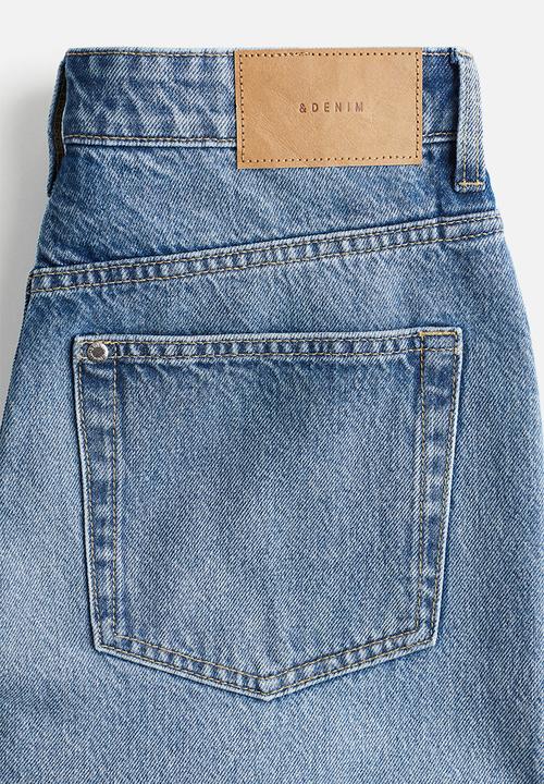 H&M - High knee denim shorts - denim blue