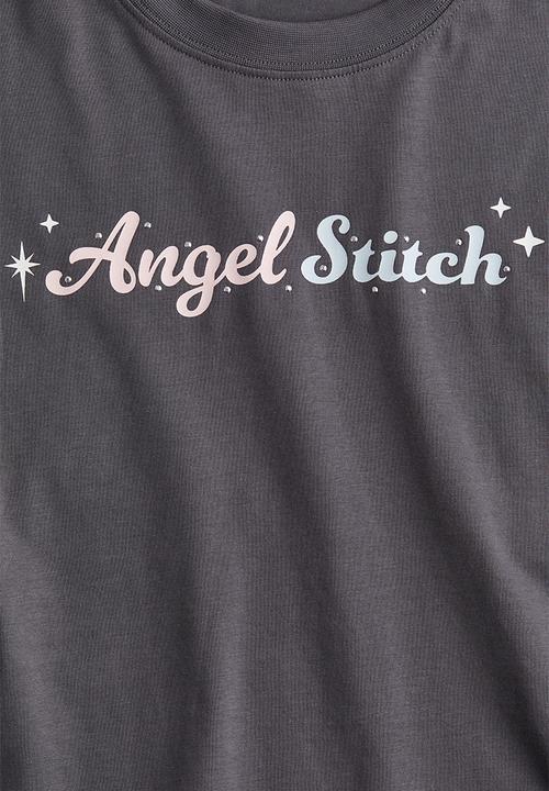 H&M - Printed cotton t-shirt - dark grey lilo & stitch