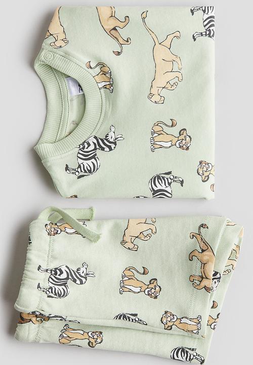 H&M - 2 piece printed set - light green the lion king