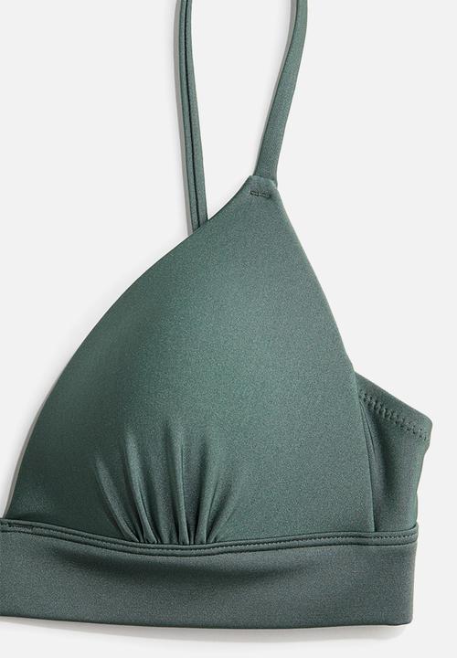 H&M - Push-up triangle bikini top - dusty green