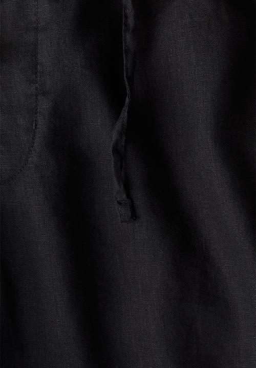 H&M - Regular fit linen shorts - black