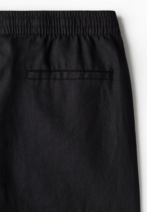 H&M - Regular fit linen shorts - black