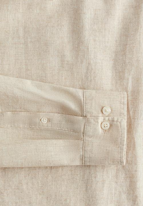 H&M - Regular fit linen-blend shirt - light beige