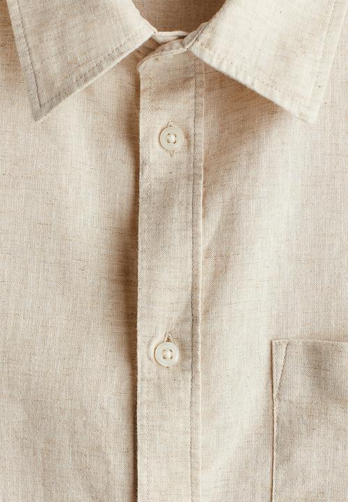 H&M - Regular fit linen-blend shirt - light beige