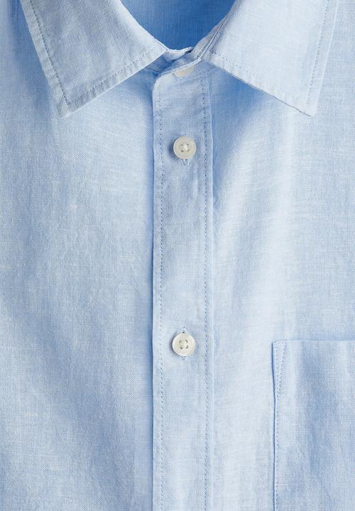 H&M - Regular fit linen-blend shirt - light blue