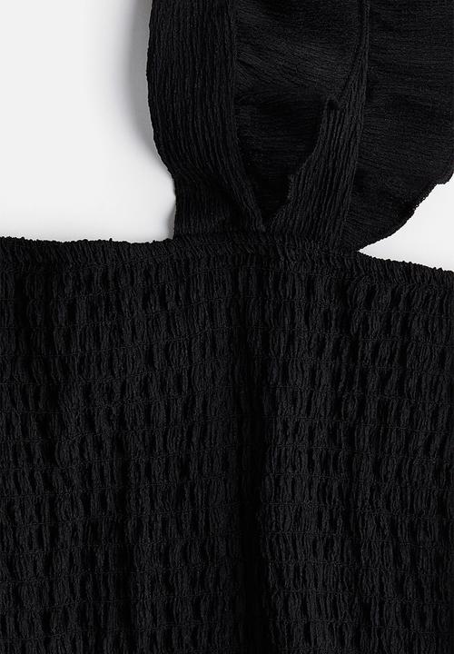 H&M - Smocked cropped top - black