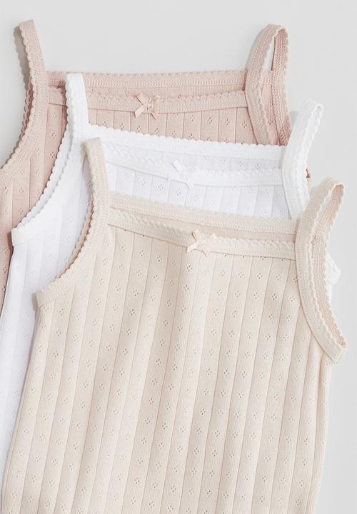H&M - 3-Pack sleeveless bodysuits - light dusty pink & beige 