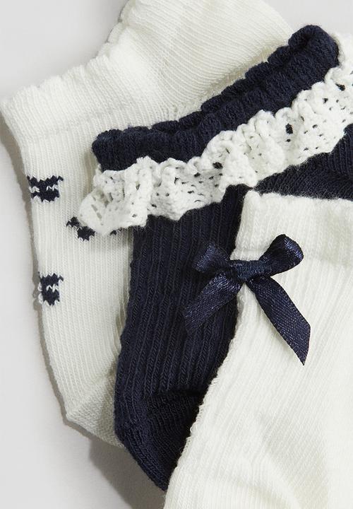 H&M - 4-Pack shaftless socks - navy blue & white
