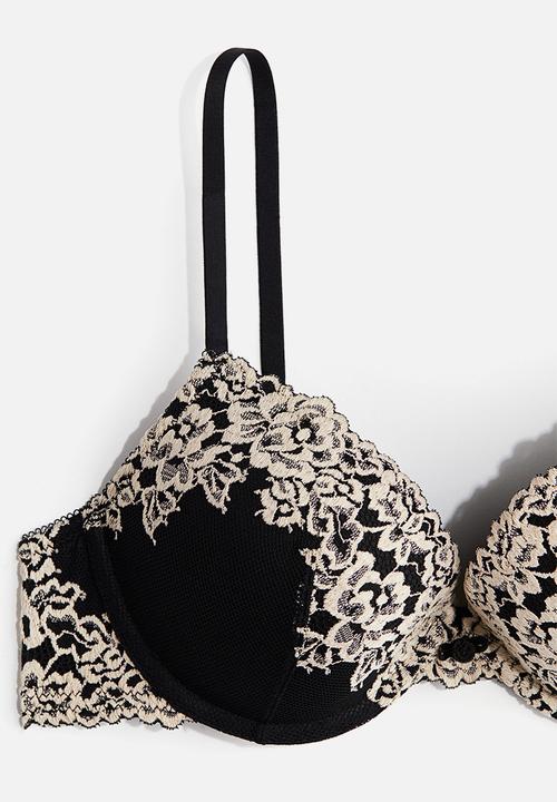 H&M - Lace push-up bra - black/floral 