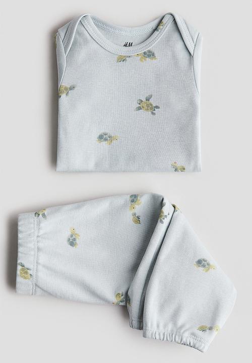 H&M - 2-Piece cotton jersey set - light turquoise turtles