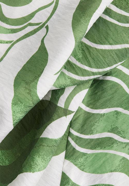 H&M - A-line maxi dress - white/green patterned