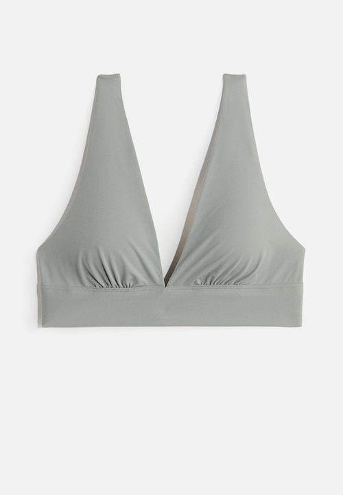 H&M - Padded soft microfibre bra - grey-green