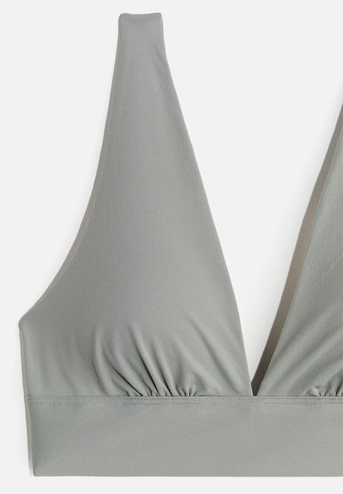H&M - Padded soft microfibre bra - grey-green