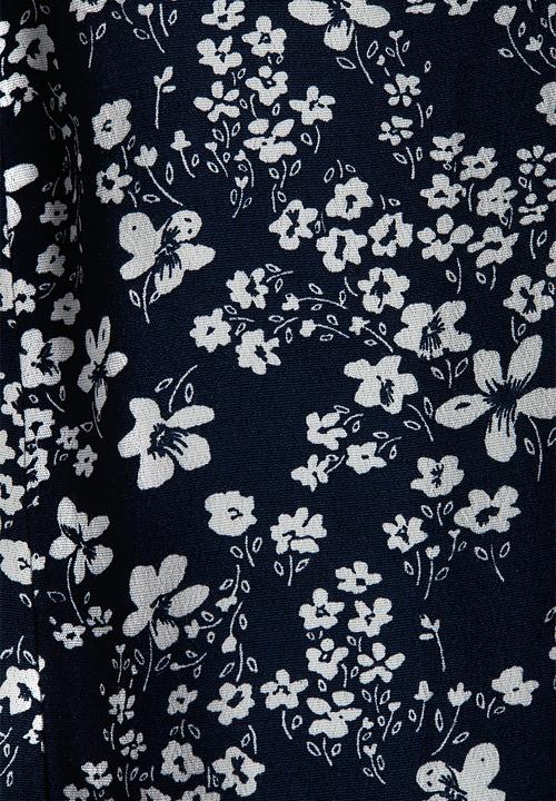 H&M - Mama before & after tie-belt dress - navy blue floral