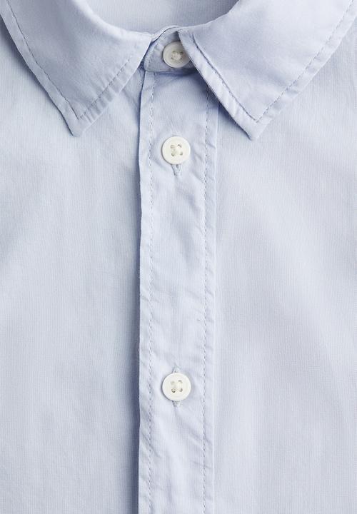 H&M - Short-sleeved cotton shirt - light blue