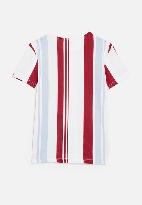 POLO - Boys liam vertical striped ss tee - red