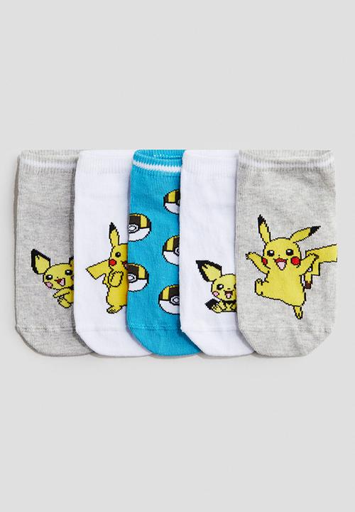 H&M - 5-pack intarsia motif socks - blue,grey,white,multi