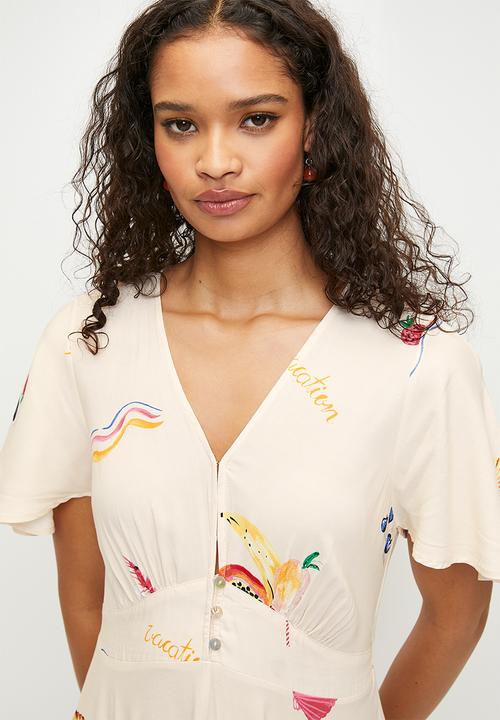 MILLA - Peach floral dress - Peach 