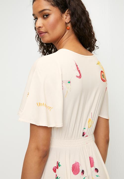 MILLA - Peach floral dress - Peach 