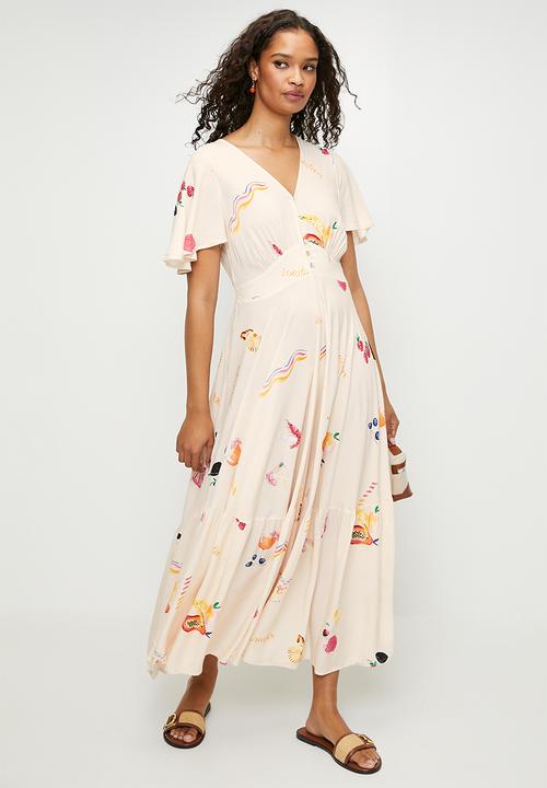MILLA - Peach floral dress - Peach 