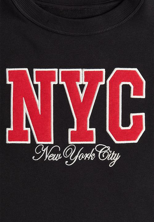 H&M - Print-motif short top - navy blue/nyc