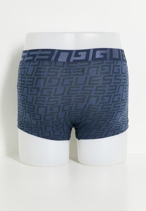 GUESS - Idol Boxer Trunk Pack - G Quadrate Blue