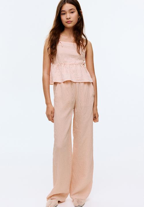 H&M - Bow-detail peplum top - pink