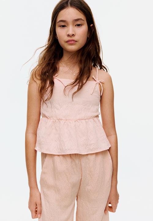 H&M - Bow-detail peplum top - pink