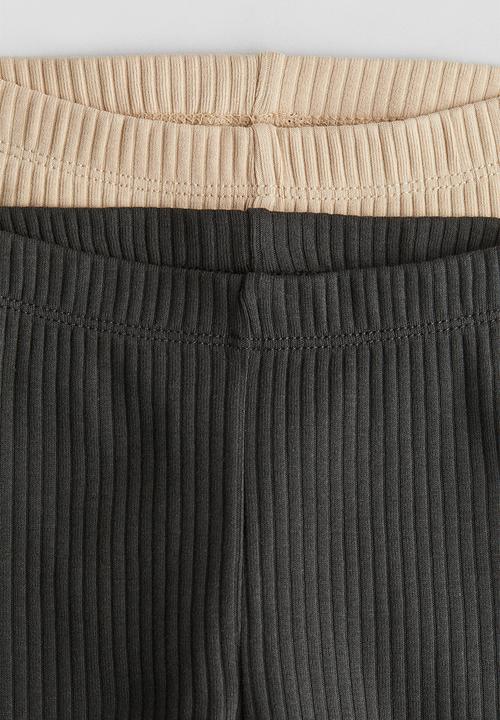 H&M - 2-Pack ribbed cycling shorts - light beige & dark grey