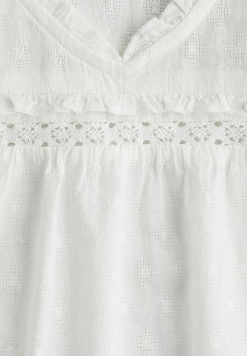 H&M - Frill-trimmed cotton blouse - white