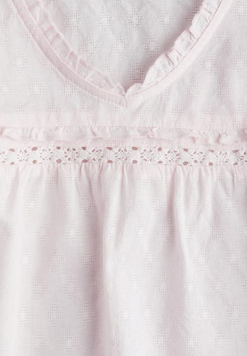 H&M - Frill-trimmed cotton blouse - light pink