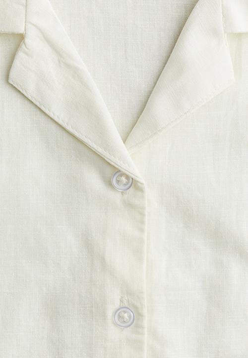 H&M - Cropped knot-detail shirt - white