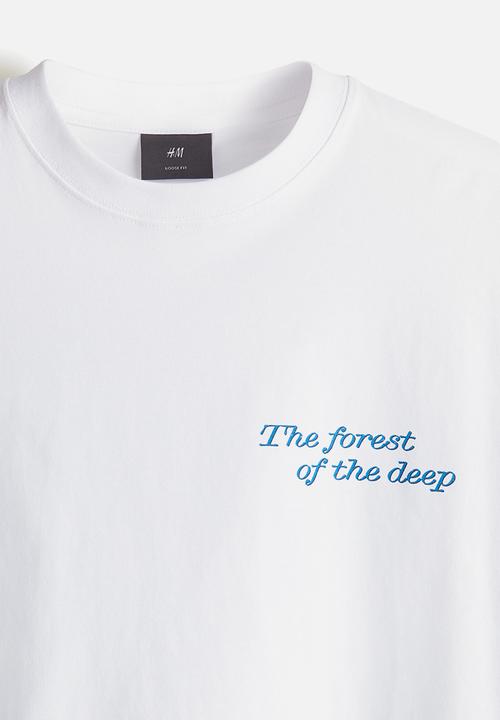 H&M - Loose fit printed t-shirt - white forest of the deep