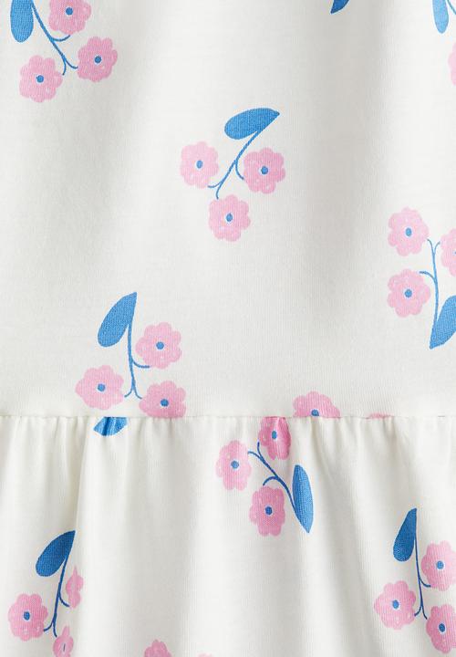 H&M - Flutter-sleeved cotton dress - white/floral 