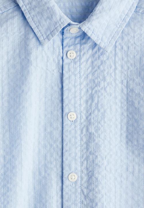 H&M - Cotton seersucker shirt - light blue 