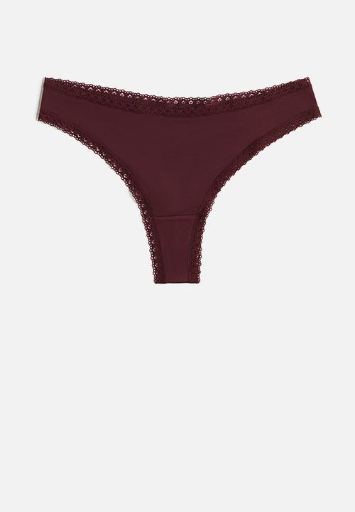 H&M - 3-Pack lace-trimmed brazilian briefs - multi