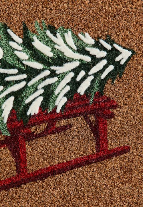 H&M - Printed coir doormat - brown/happy holidays