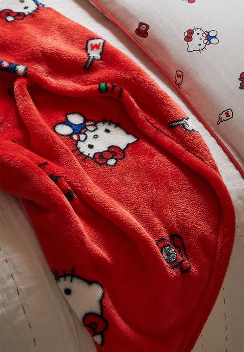 H&M - Patterned fleece blanket - light beige/hello kitty