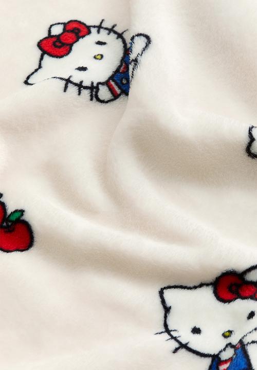 H&M - Patterned fleece blanket - light beige/hello kitty