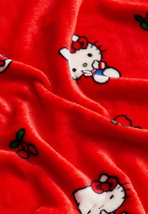 H&M - Patterned fleece blanket - red/hello kitty