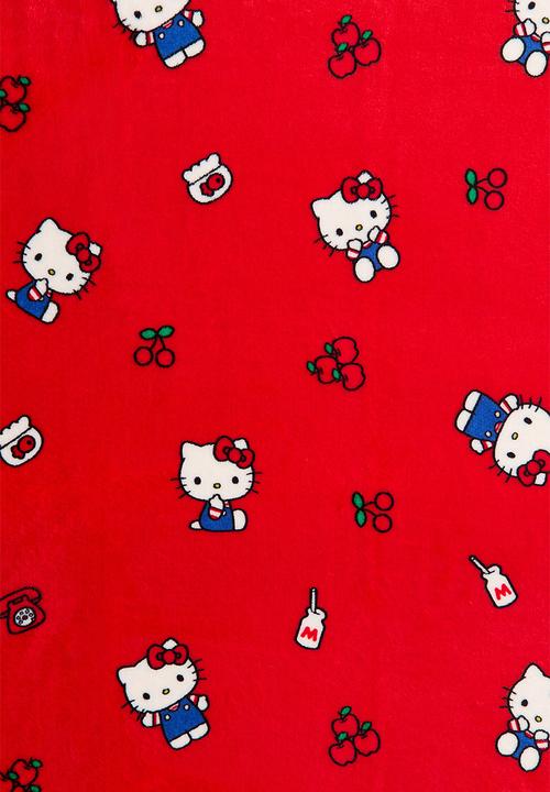 H&M - Patterned fleece blanket - red/hello kitty
