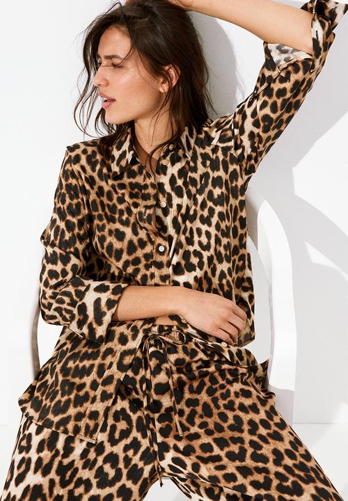 Twill shirt - beige/leopard print - 1273622004