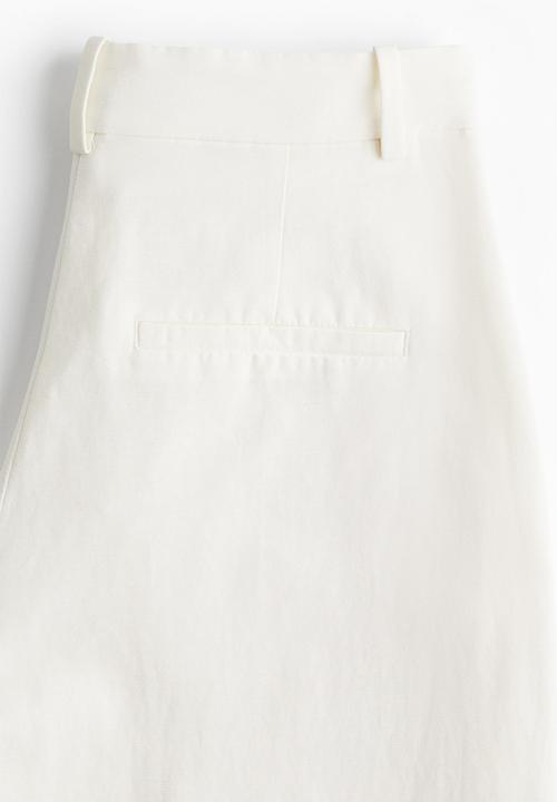 H&M - Wide linen-blend trousers - cream