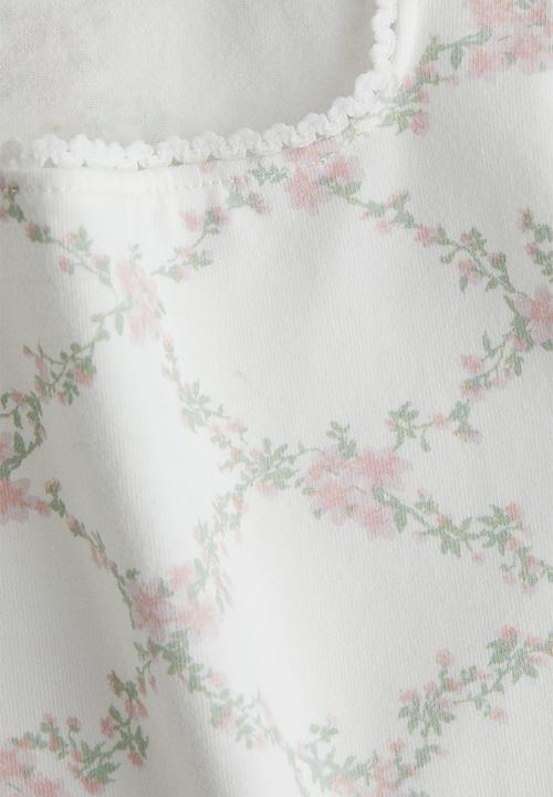 H&M - Picot-trimmed vest top - white/floral 