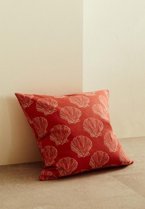Patterned cushion cover - coral pink/patterned