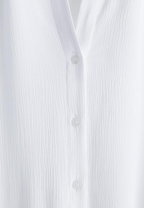 H&M - Crinkled viscose shirt - white